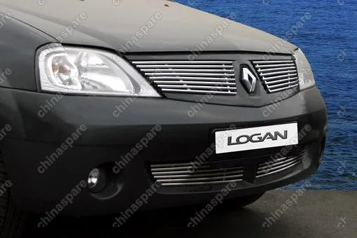 RELO912002 Декоративные элементы решётки радиатора (2 элемента из 8 трубочек) "Renault Logan" 2004-