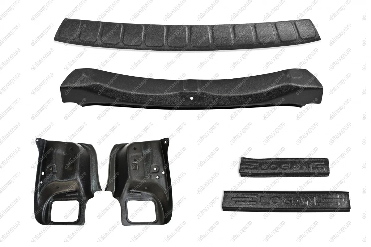 ZKR187502 Защитный комплект №1 (Обшивка задних фонарей, порожек, накладка на задний бампер, накладки на пороги) для Renault Logan 2014-