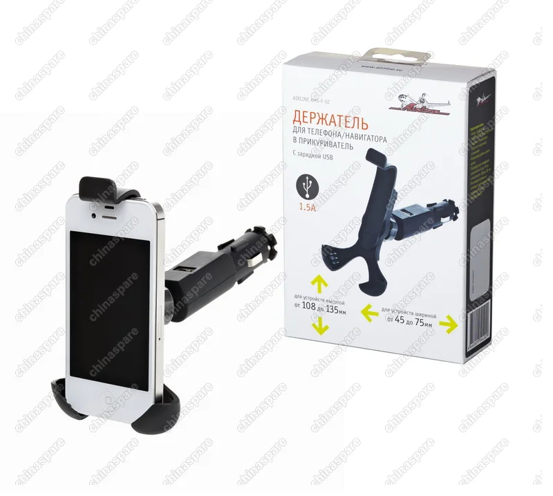 AMS-F-02 Держатель Функционал для телефона/ навигатора в прикуриватель с зарядкой USB