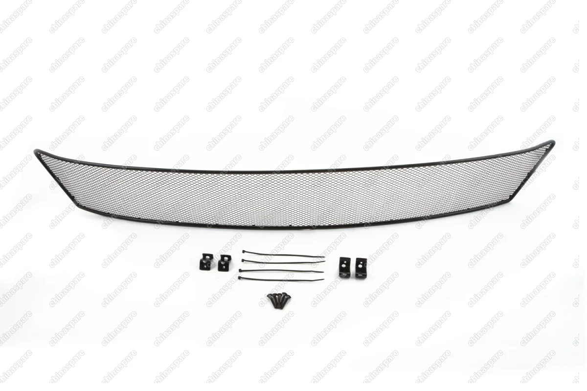 Сетка на бампер внешняя для SKODA Rapid Ambition и Elegance 2014-2017, черн., 10 мм, с противотуманными фонарями