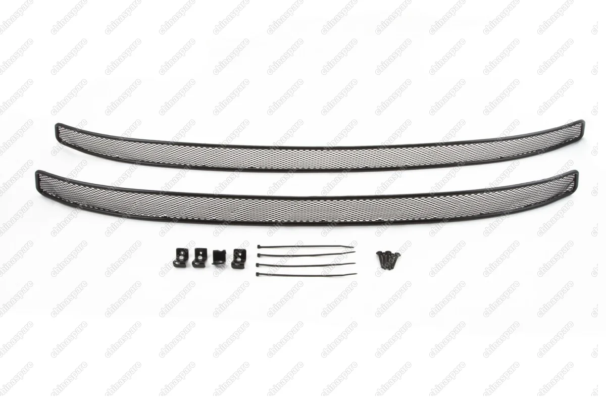 Сетка на бампер внешняя для SKODA Rapid Ambition и Elegance 2014-2017, 2 шт., черн., 10 мм, с противотуманными фонарями