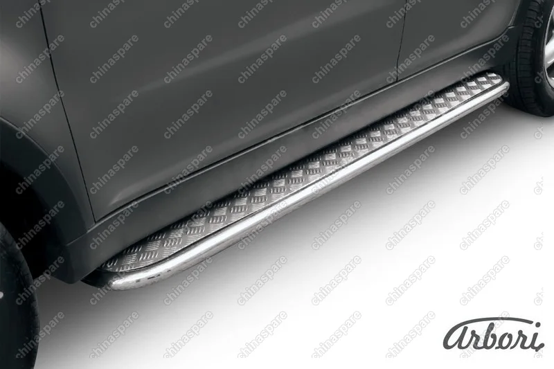 AFZDASYA08 Защита порогов d42 с листом Arbori нерж. сталь для SsangYong ACTYON 2011-2013
