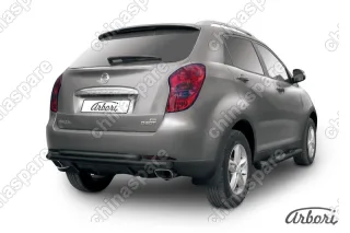 AFZDASYA09B Защита заднего бампера d57+d42 двойная длинная Arbori черн. для SsangYong ACTYON 2011-2013