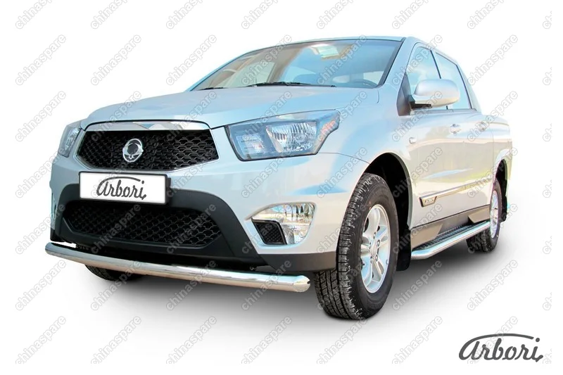AFZDASYAS02 Защита переднего бампера d76 Arbori нерж. сталь для SsangYong ACTYON SPORT 2013-2016