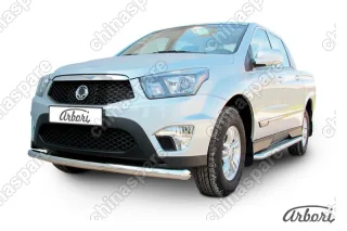AFZDASYAS02 Защита переднего бампера d76 Arbori нерж. сталь для SsangYong ACTYON SPORT 2013-2016