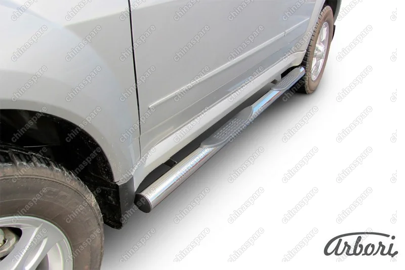 AFZDASYAS05 Защита порогов d76 с проступями Arbori нерж. сталь для SsangYong ACTYON SPORT 2013-2016