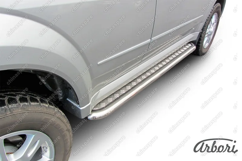 AFZDASYAS07 Защита порогов d57 с листом Arbori нерж. сталь для SsangYong ACTYON SPORT 2013-2016