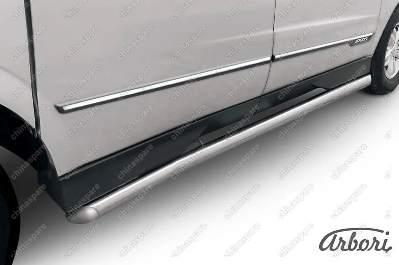 AFZDASYAS08 Защита порогов d76 с гибами Arbori нерж. сталь для SsangYong ACTYON SPORT 2013-2016