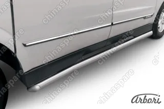 AFZDASYAS08 Защита порогов d76 с гибами Arbori нерж. сталь для SsangYong ACTYON SPORT 2013-2016
