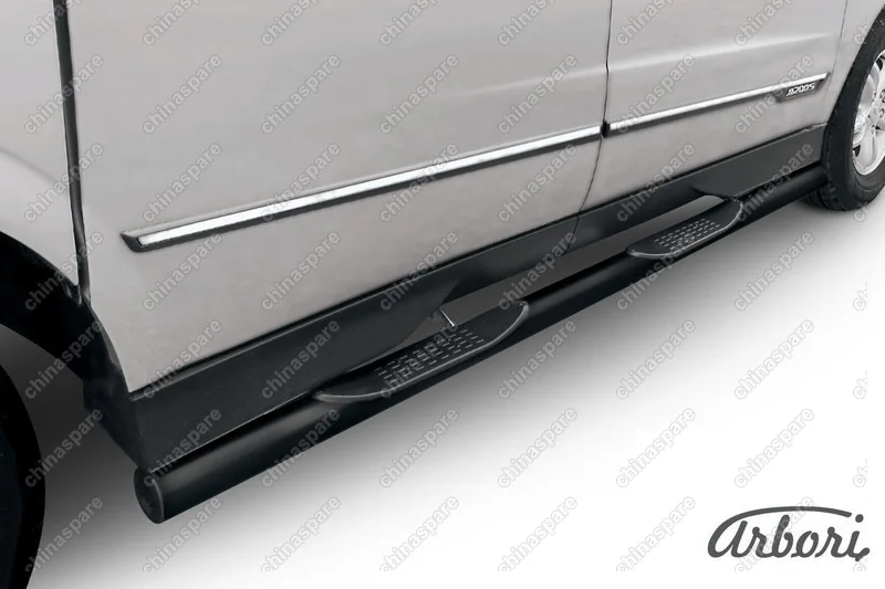 AFZDASYAS05B Защита порогов d76 с проступями Arbori черн. для SsangYong ACTYON SPORT 2013-2016