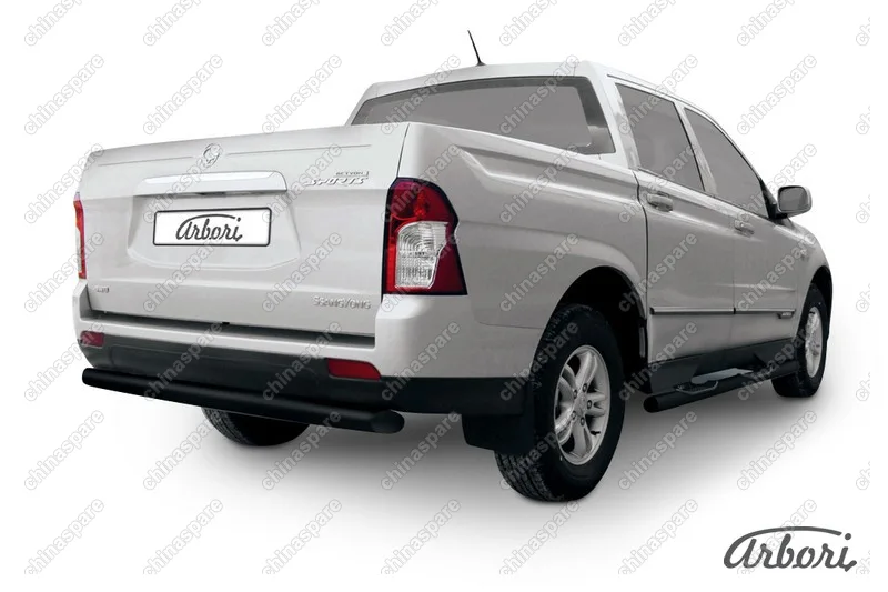 AFZDASYAS10B Защита заднего бампера d76 радиусная Arbori черн. для SsangYong ACTYON SPORT 2013-2016