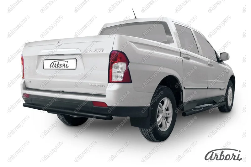 AFZDASYAS11B Защита заднего бампера d57 радиусная Arbori черн. для SsangYong ACTYON SPORT 2013-2016