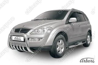 AFZDASYK01 Кенгурятник низкий d76 с защитой картера Arbori нерж. сталь для SSANGYONG Kyron 2007-2015