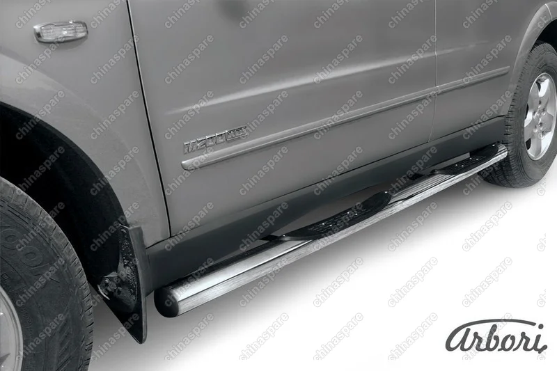 AFZDASYK11 Защита порогов d76 с проступями Arbori нерж. сталь для SSANGYONG Kyron 2007-2015