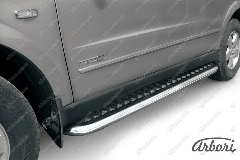 AFZDASYK12 Защита порогов d57 с листом усиленная Arbori нерж. сталь для SSANGYONG Kyron 2007-2015