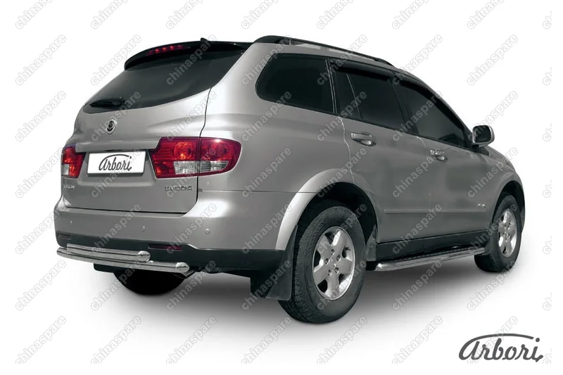 AFZDASYK14 Защита заднего бампера d57+d57 двойная Arbori нерж. сталь для SSANGYONG Kyron 2007-2015