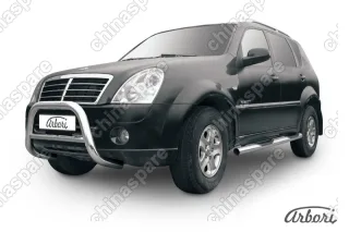 AFZDASSR02 Кенгурятник d76 низкий Arbori нерж. сталь для SsangYong REXTON 2010-2012