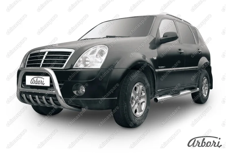 AFZDASSR03 Кенгурятник d57 низкий с защитой картера Arbori нерж. сталь для SsangYong REXTON 2010-2012