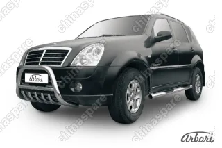 AFZDASSR03 Кенгурятник d57 низкий с защитой картера Arbori нерж. сталь для SsangYong REXTON 2010-2012