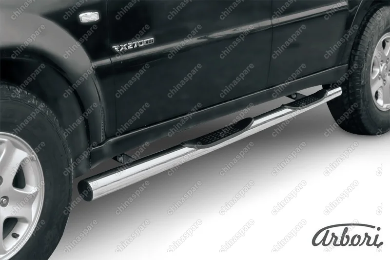 AFZDASSR08 Защита порогов d76 с проступями Arbori нерж. сталь для SsangYong REXTON 2010-2012