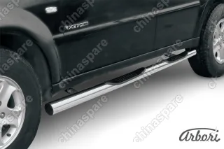 AFZDASSR08 Защита порогов d76 с проступями Arbori нерж. сталь для SsangYong REXTON 2010-2012