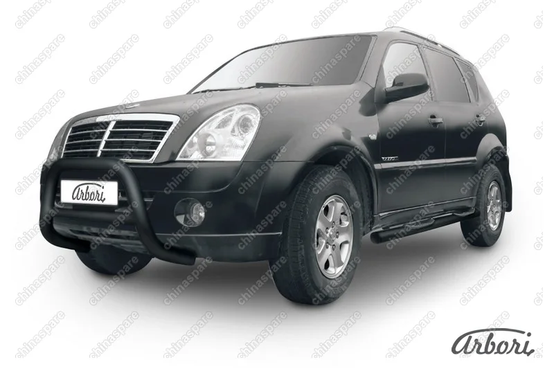 AFZDASSR02B Кенгурятник d76 низкий Arbori черн. для SsangYong REXTON 2010-2012