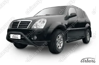 AFZDASSR06B Кенгурятник d57 широкий "мини" Arbori черн. для SsangYong REXTON 2010-2012