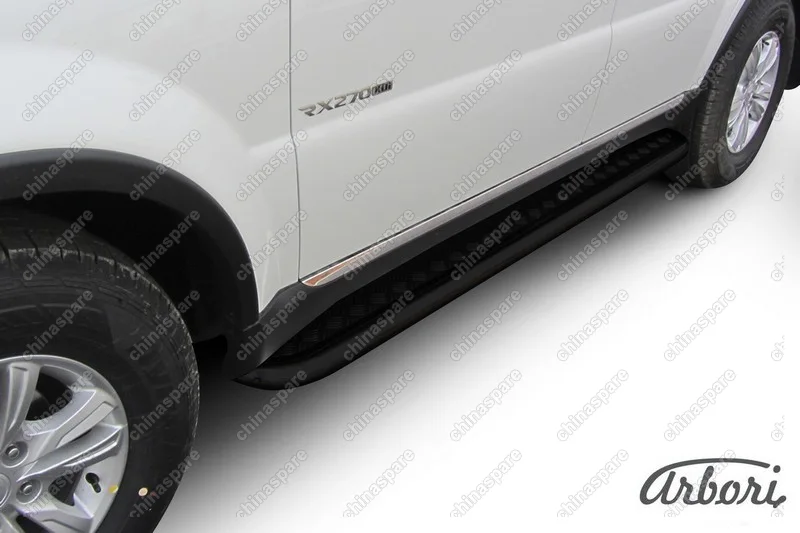 AFZDASSRN06B Защита штатных порогов Arbori d57 с листом SSANGYONG Rexton NEW 2013-чёрн.