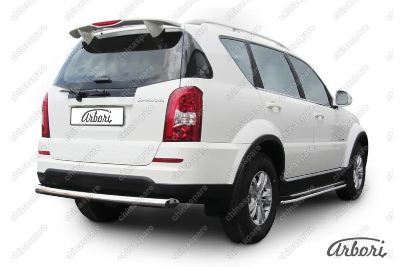 AFZDASSRN08 Защита заднего бампера d76 радиусная Arbori нерж. сталь для SsangYong REXTON 2013-2017