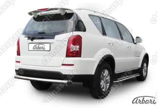 AFZDASSRN08 Защита заднего бампера d76 радиусная Arbori нерж. сталь для SsangYong REXTON 2013-2017