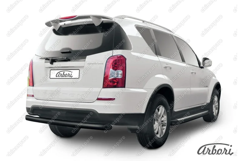 AFZDASSRN08B Защита заднего бампера d76 радиусная Arbori черн. для SsangYong REXTON 2013-2017