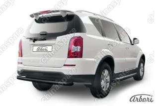 AFZDASSRN08B Защита заднего бампера d76 радиусная Arbori черн. для SsangYong REXTON 2013-2017