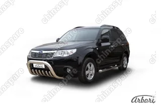 AFZDASF01 Кенгурятник d76 низкий с защитой картера Arbori нерж. сталь для Subaru FORESTER 2008-2013
