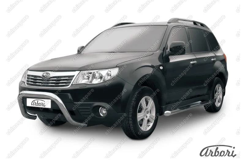 AFZDASF02 Кенгурятник d76 низкий "рама" Arbori нерж. сталь для Subaru FORESTER 2008-2013