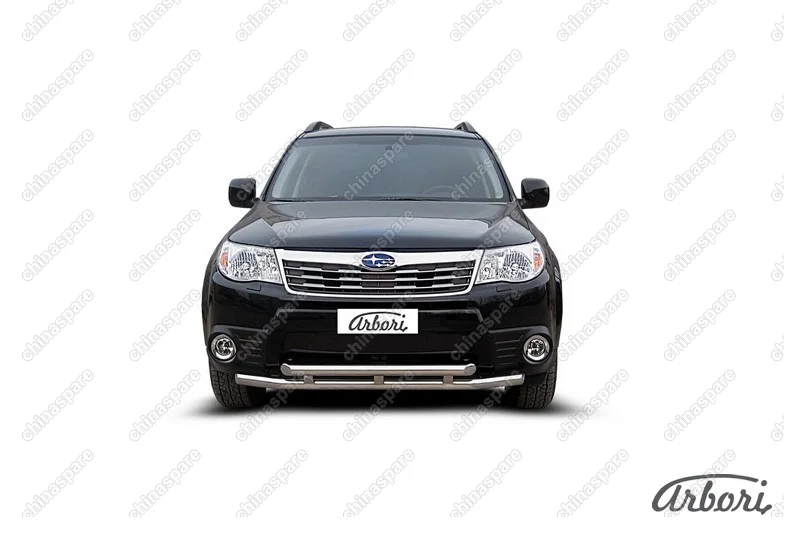 AFZDASF11 Защита переднего бампера d57+d57 двойная Arbori нерж. сталь для Subaru FORESTER 2008-2013