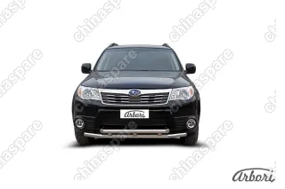 AFZDASF11 Защита переднего бампера d57+d57 двойная Arbori нерж. сталь для Subaru FORESTER 2008-2013