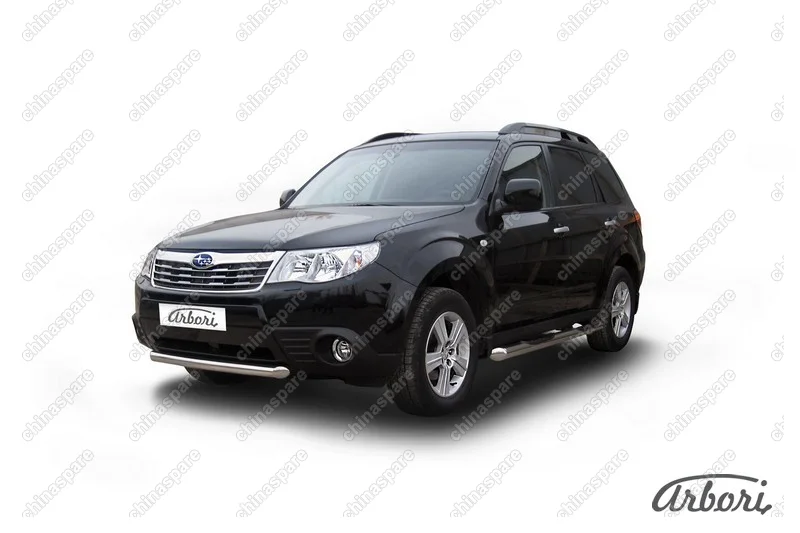 AFZDASF13 Защита переднего бампера d57 короткая Arbori нерж. сталь для Subaru FORESTER 2008-2013