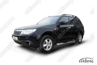 AFZDASF14 Защита порогов d76 с проступями Arbori нерж. сталь для Subaru FORESTER 2008-2013