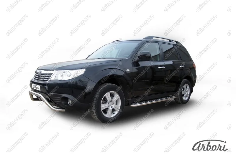 AFZDASF17 Защита порогов d42 с листом Arbori нерж. сталь для Subaru FORESTER 2008-2013