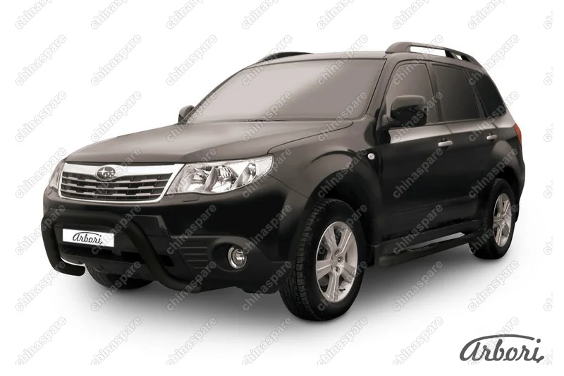 AFZDASF02B Кенгурятник d76 низкий "рама" Arbori черн. для Subaru FORESTER 2008-2013