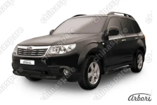 AFZDASF11B Защита переднего бампера d57+d57 двойная Arbori черн. для Subaru FORESTER 2008-2013