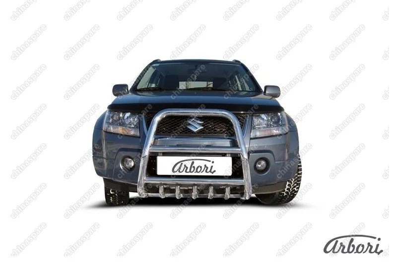 AFZDASGV0503 Кенгурятник d57 высокий с защитой картера Arbori нерж. сталь для Suzuki GRAND VITARA 5дв. 2005-2008