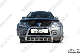 AFZDASGV0505 Кенгурятник d57 низкий c защитой картера Arbori нерж. сталь для Suzuki GRAND VITARA 5дв. 2005-2008