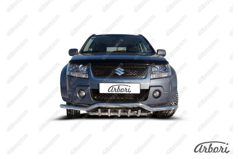 AFZDASGV0507 Защита переднего бампера d57 с защитой картера Arbori нерж. сталь для Suzuki GRAND VITARA 5дв. 2005-2008