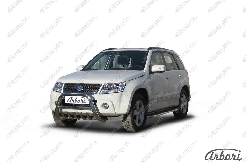 AFZDASGV0801 Кенгурятник d76 низкий с защитой картера Arbori нерж. сталь для Suzuki GRAND VITARA 5дв. 2008-2012