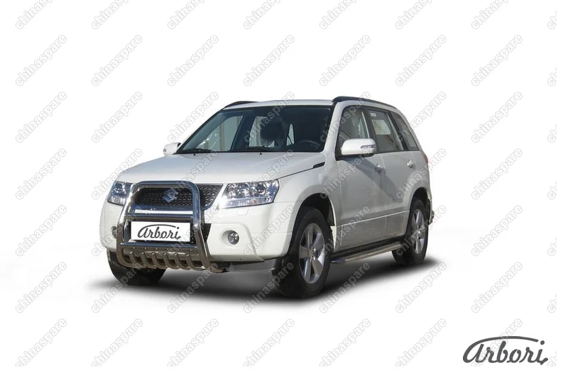 AFZDASGV0803 Кенгурятник d57 высокий с защитой картера Arbori нерж. сталь для Suzuki GRAND VITARA 5дв. 2008-2012