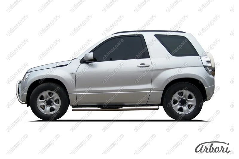 AFZDASGV3D0809 Защита штатных порогов Arbori d76 с проступями SUZUKI GRAND VITARA 3 doors 2008-2012