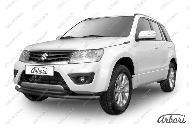 AFZDASGV0808B Защита переднего бампера d57+d57 двойная Arbori черн. для Suzuki GRAND VITARA 5дв. 2008-2012