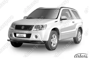 AFZDASGV3D0808B Защита переднего бампера d57+d57 двойная Arbori черн. для Suzuki GRAND VITARA 3дв. 2008-2012