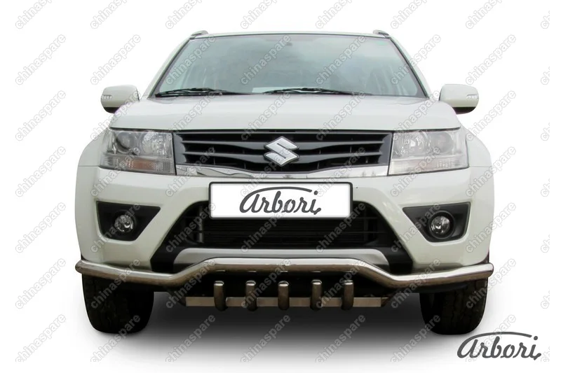 AFZDASGV1201 Защита переднего бампера d57 с защитой картера Arbori нерж. сталь для Suzuki GRAND VITARA 5дв. 2012-2015